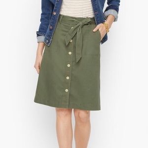 Talbots olive green midi skirt. Button down belted Size 20